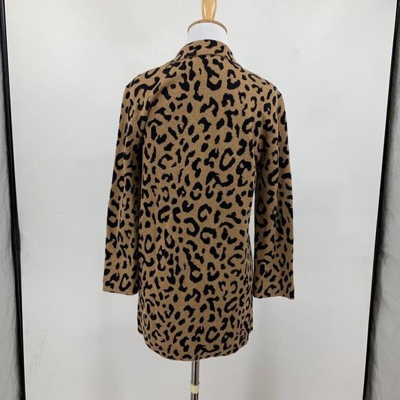 J Crew Cardigan Womens XS Extra Small Cheetah Wool Blend Open Front Sweater - Picture 3 of 13